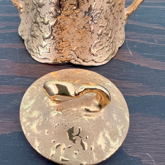 * MINT* Vintage Holley Ross Weeping 22K Gold Tea Set: Teapot, Creamer & Sugar - Picture 13 of 16